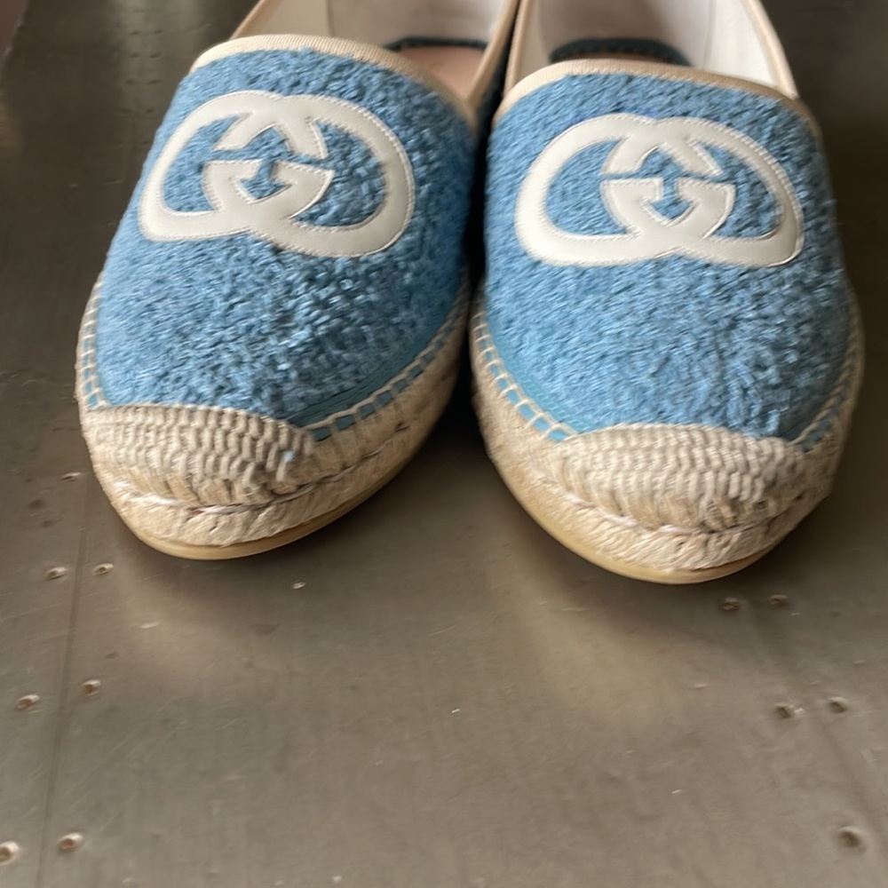 Gucci blue terrycloth fabric espadrilles flats sz 41.5 - Picture 8 of 14
